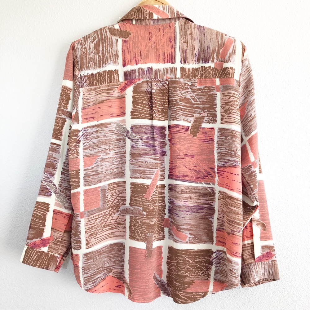 Vintage 90s Blush Pink Patchwork Patterned Top - image 6